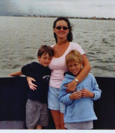 mom and boys at outer banks nc