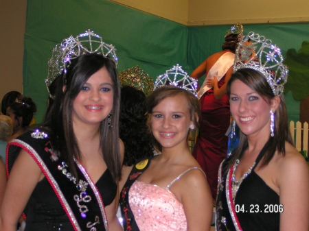 Daughter and her court, left, her Teen Queen "Leigh", middle, Deb Queen "Megan Sweetheart", and Jenny