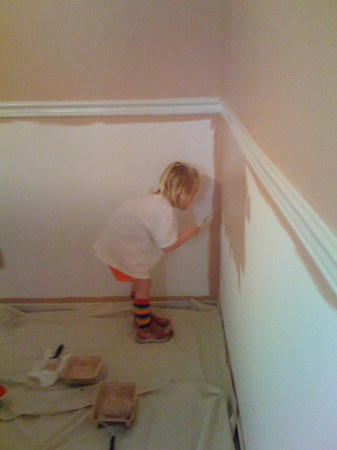 Hannah & Grandpa paint her room at our house
