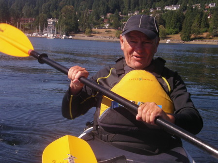 Kayaking Indian Arm in a double K with Susan