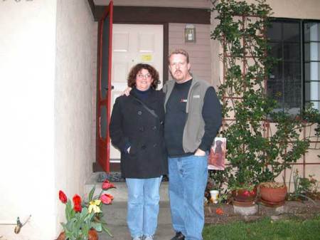 My friend Karin and I near my front door.