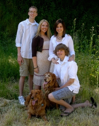 The Kids in 2006 with our two golden retrievers; Brady & Murphy