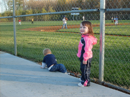 Daughter Olivia at son Logans ball practice