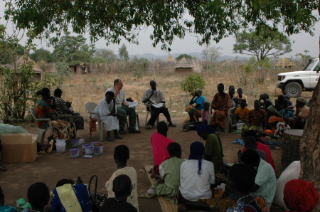 Teaching a ladies bible study at the Southern Sudanese Army Barracks