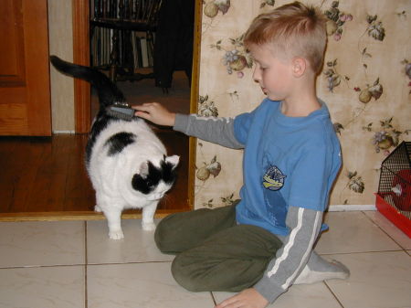 Jacob and our small cow