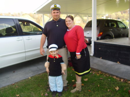 grandson in the popeye costume I made him for halloween