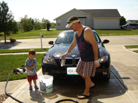 Washing the car