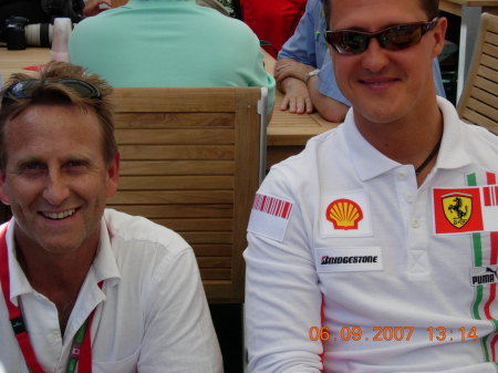 My boyfriend of five years, John, with Michael Schumacher!
