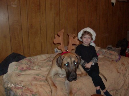My Baby Peter Pan 9 month old great dane and grandson Tyler