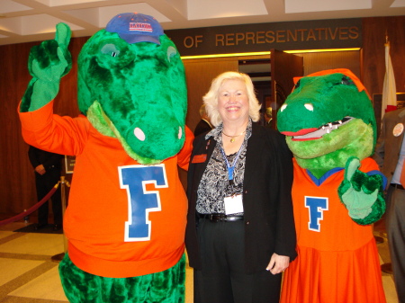 Anne with  the Gator Mascots