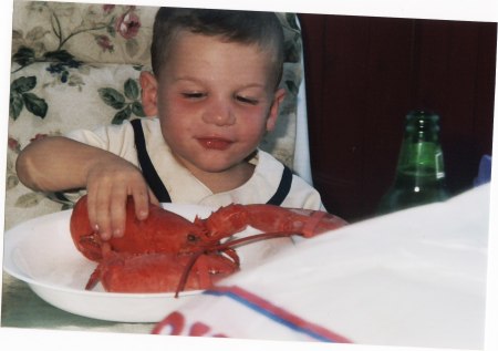 my son knows how to eat a lobster