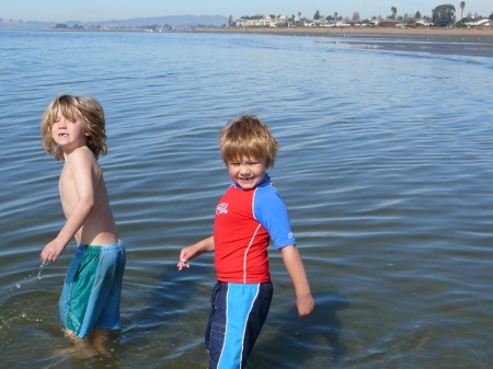 Boreas (in swimshirt) W/ friend Nyle in the SanFrancisco Bay March 11, 2007