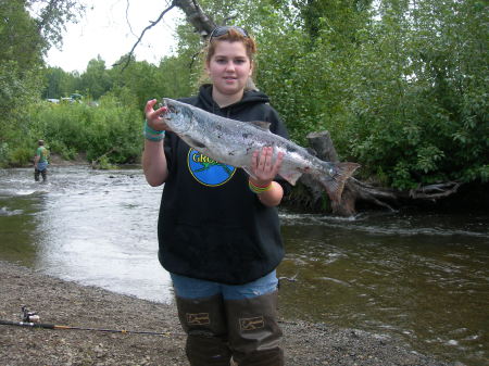 Youngest with a silver salmon during 08 season