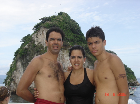 Los Arcos in Vallarta, husband and son