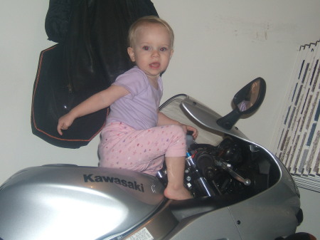 My youngest on my "bike"