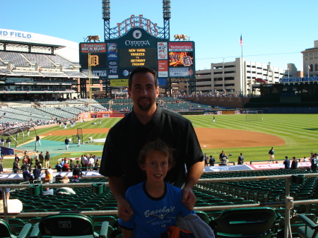 My son at the Tigers-Yankees playoff game