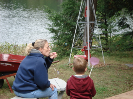 Me and my son at the family cabin