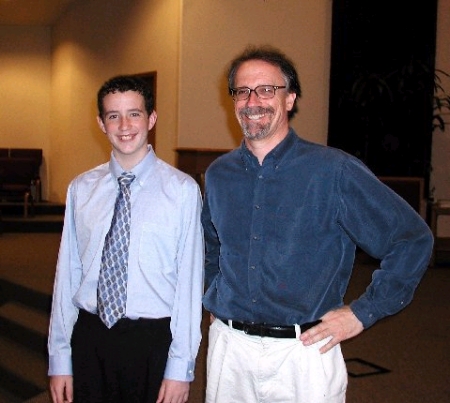 With student before the recital