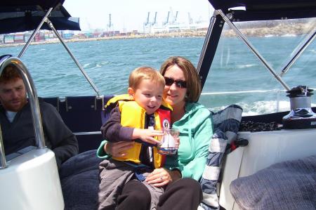 me & justin on grandma's sail boat