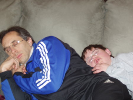 my middle son danny and I taking a nap.  Danny is now 15.