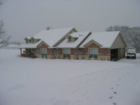 Our home in Texas during a rare snowstorm