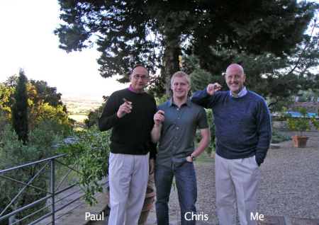 Partner Paul, son Chris at 21 and I at Villa Ugo in Tuscany