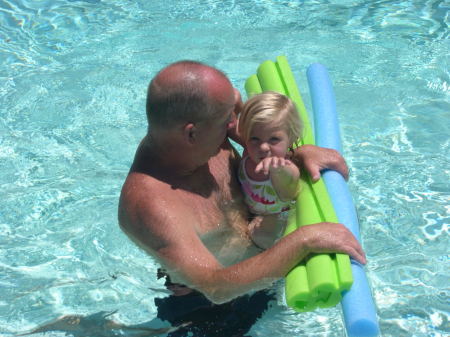 Helping my granddaughter, Lexi, stay afloat