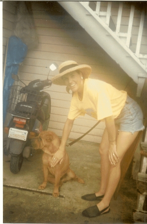 Petting a strange dog in Key West