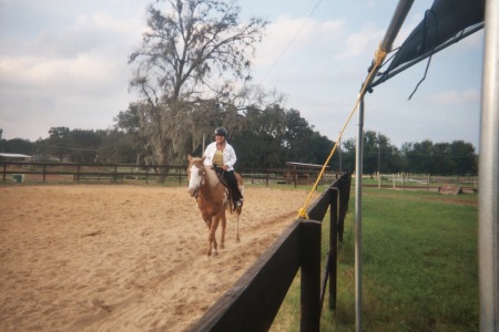 Shannon at her riding lesson