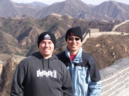 with son James in China. April 2007