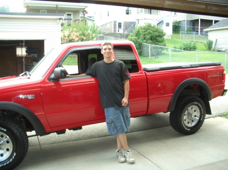 My son with his first truck