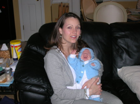 Kim and baby Luke in December 2005