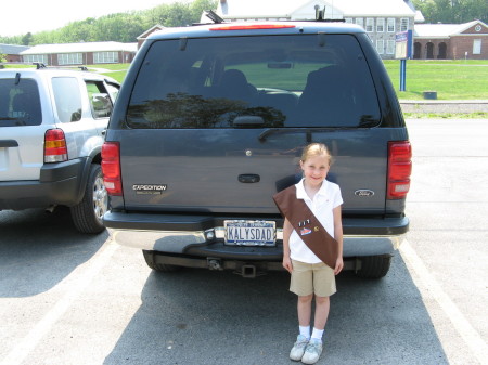 My daughter before the 2007 Memorial Day parade in Catskill..