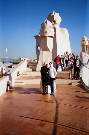In Barcelona on top of a Gaudi building