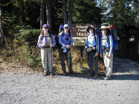 Backpacking group at Russian Lakes trailhead