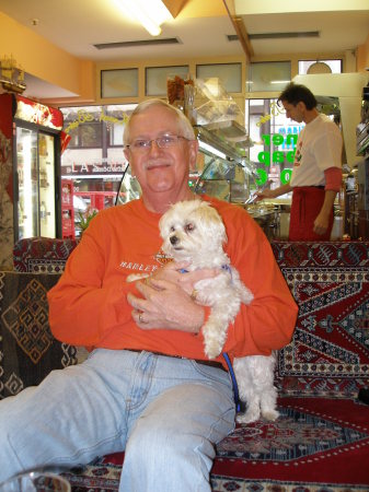 Me with BeeJay at a cafe in Munich, Germany. Jan. 07.