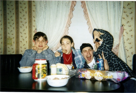 the kids acting goofy at my place in 2001