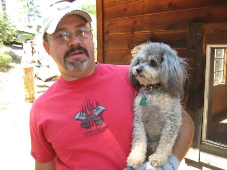 My Hubby (Dwayne) & our poodle Little Bear