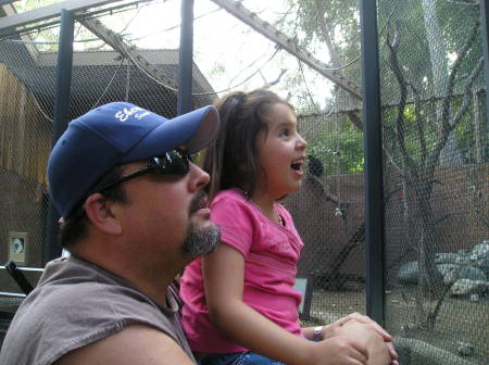 My husband Tony & Bella at the zoo...she loves the monkey's