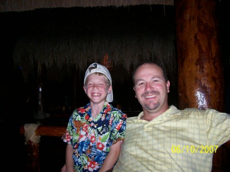 Jake with Dad in Playa Del Carmen, Mexico