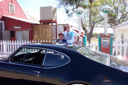 Carol and I cruise in our '69 Olds 442