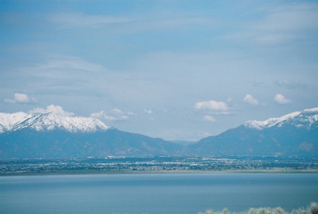 This view of Davis County from the Great Salt Lake shows that snow in June is possible!