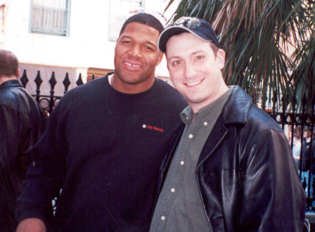 Beignets with Michael Strahan at Super Bowl in New Orleans
