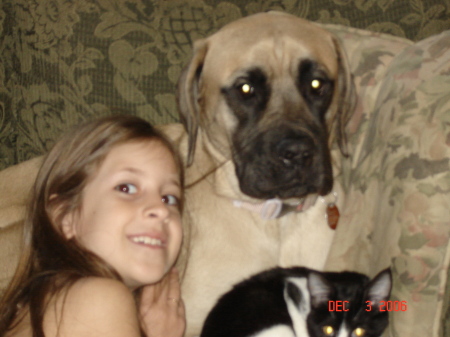 Alexia and Tinkerbell my English Mastiff