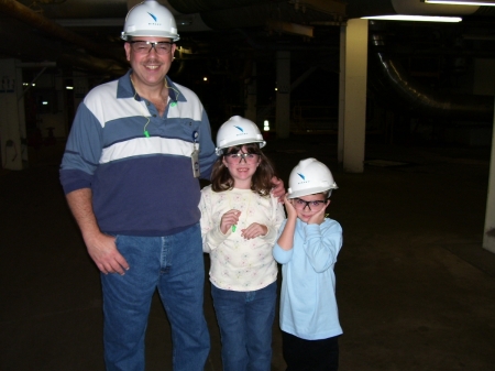 Pop and kids at the plant.