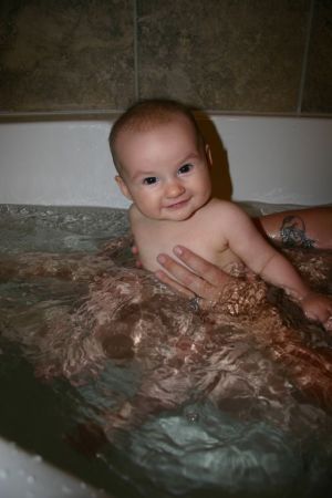 Maddox in a whirlpool bath