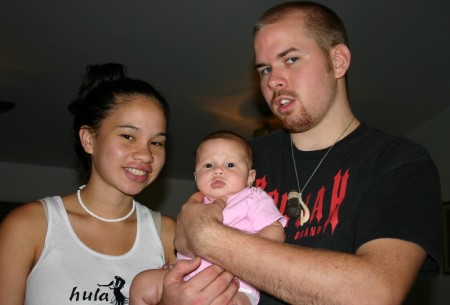 Logan, his girlfriend Ki'i and my new granddaughter Ka`opua