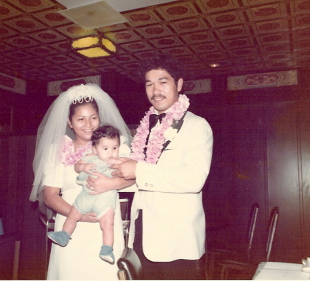 Pearl and me with my niece Ahulani on our wedding day - July 1975