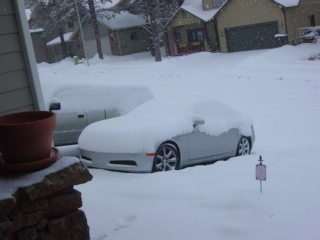 The G making snow angels