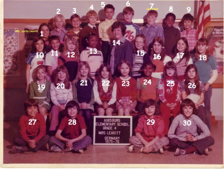 Augsburg Elementary 1975-1976 Mrs. Leavitt 4th. Grade